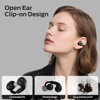 Monster Open Ear AC228 Wireless Headphones, Clip-On Earbuds, Adaptive Comfort, Immersive Audio, Bluetooth 6.0 Open Ear Earphones with ENC Clear Call, 30H Playtime, IPX5 Water Resistant, Black - Image 2