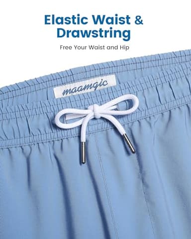 maamgic 5inch Mens Swimming Trunks with Compression Liner 2-in-1 Swim Trunks Stretch Quick Dry Swim Shorts with Zipper Pockets Mist Blue x Ink Painting XX-Large - Image 2
