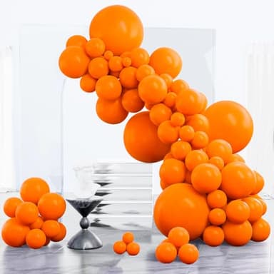 PartyWoo Orange Balloons 152 pcs Different Sizes of 18 12 10 5 Inch Fall Balloon Arch Kit Garland for Thanksgiving Halloween Little Cutie Baby Shower Birthday Party Decorations Orange-Y9 - Image 1