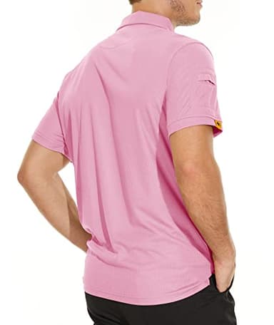 V VALANCH Mens Polo Shirts Short Sleeve Moisture Wicking Golf Polo Athletic Collared Shirt Tennis T-Shirt Tops Pink 5X - Image 3