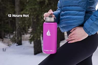 HYDRO CELL Stainless Steel Insulated Water Bottle with Straw - For Cold & Hot Drinks - Metal Vacuum Flask with Screw Cap and Modern Leakproof Sport Thermos for Adults (Fuchsia 32oz) - Image 7