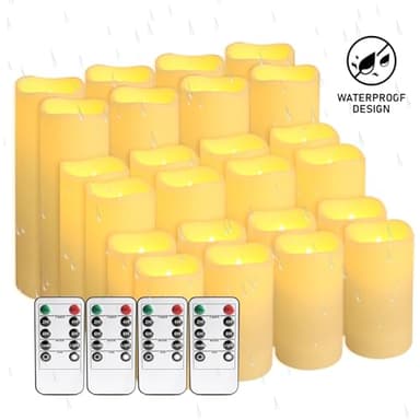 Grcdoyvl 24-Pack Flameless LED Candles with Remote Control - Battery Operated Fake Candles, Timer Function, 3 Brightness Levels, Indoor Outdoor Use for Wedding, Christmas, Home Decor - Image 2