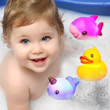 JOYIN 12 PCS Light Up Bath Toys, Toddler Flashing Colourful LED Bathtub Mermaid Toy, Baby Bathtime Floating Rubber Shower Gifts for Infant Kids Boy Girl Valentines Easter Gifts Swimming Pool Party - Image 7