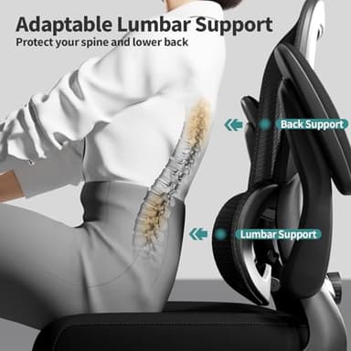 TRALT Office Chair - Ergonomic Desk Chair with Adjustable Lumbar Support, Mesh Computer Chair, Executive Chairs for Home Office Comfortable Lumbar Support (Black) - Image 4
