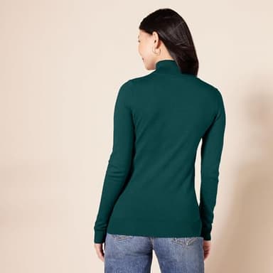 Amazon Essentials Women's Classic-Fit Lightweight Long-Sleeve Turtleneck Sweater (Available in Plus Size), Forest Green, X-Large - Image 3