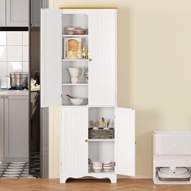 Function Home 72" Kitchen Pantry Cabinet, Freestanding Storage Cabinets, Tall Food Pantry with Doors and Adjustable Shelves, Utility Floor Cabinet for Kitchen Dining Room Living Room, White - Image 6