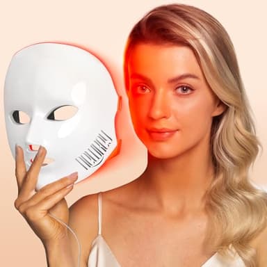 NEWKEY LED Face Mask Light Therapy,Red Light Therapy for Face Wrinkle Blue Light Therapy Mask for Face Acne,150LEDs,10 Min Auto Shut off, Wired - Image 1
