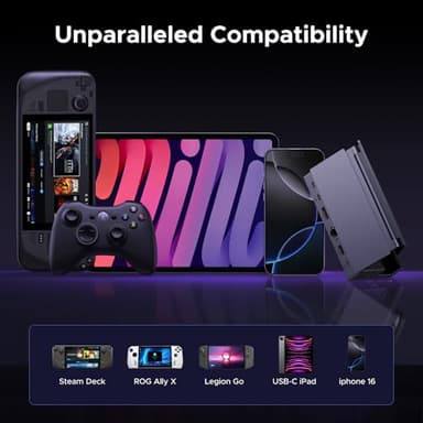 UGREEN Steam Deck Dock 9-in-1 USB C Docking Station with Foldable Stand, 4K@120Hz DP, Gigabit Ethernet, PD 100W, 10Gbps USB A&C 3.2, TF/SD Compatible with Steam Deck, Rog Ally, Rog X, Legion Go etc. - Image 9