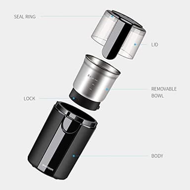 SHARDOR Coffee Grinder Electric, Spice, Herb, Grinder for Coffee Bean Spices and Seeds with 2 Removable Stainless Steel Bowls, Black - Image 7