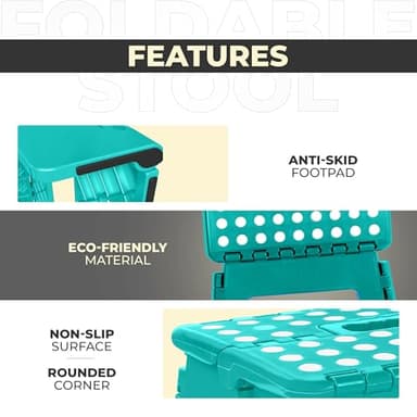 Utopia Home Folding Step Stool - (Pack of 1) Foot Stool with 9 Inch Height - Holds Up to 300 lbs - Lightweight Plastic Foldable Step Stool for Kitchen, Bathroom & Living Room (Teal) - Image 7
