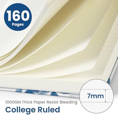 Lined Journal Notebook for Women & Men, Hardcover Leather Journal for writing, A5 College Ruled Notebook for Work & Note Taking, Perfect for Office School Home Supplies, 160 Pages, Watercolor Petal - Image 2