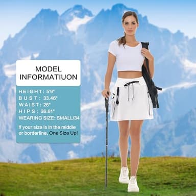 MIVEI Women's Hiking Cargo Skort Skirt High Waisted Golf Dressy Casual with Zipper Pockets Workout Sport Quick Dry Skirts White - Image 5