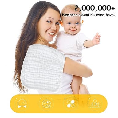 Lovely Care 12 Pack Muslin Burp Cloths 100% Cotton Muslin Cloths Large 20''x10'' Extra Soft and Absorbent Baby Burping Cloth - White - Image 6