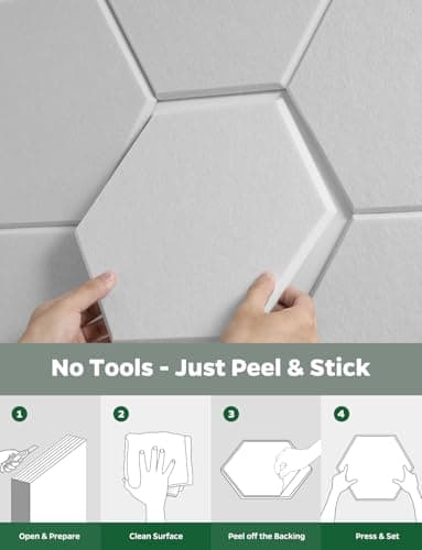 Large Bulletin Board 12" x 10", 12 Pack White Cork Boards for Walls, Self-Adhesive Hexagon Felt Pushpins Wall Tiles, Display for Messages, DIY Notice, Photo Decorations, Classroom, Office, Bedroom - Image 8