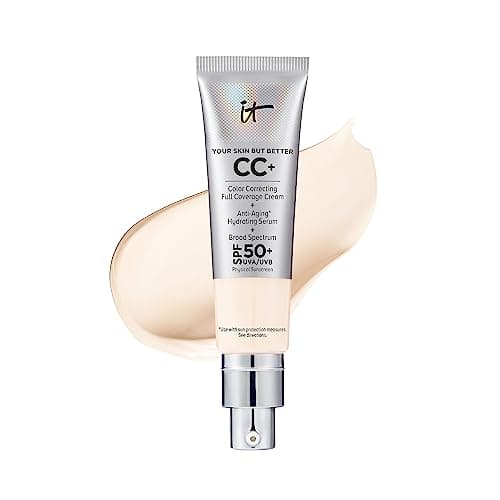 IT Cosmetics CC+ Cream (Fair Porcelain) - Natural Full Coverage Foundation With SPF 50+, Color Corrector & Anti-Aging Hydrating Serum, Hyaluronic Acid + Peptides, Lightweight - 1.08 fl oz - Image 1