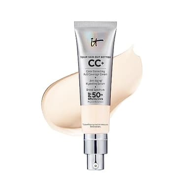 IT Cosmetics CC+ Cream (Fair Porcelain) - Natural Full Coverage Foundation With SPF 50+, Color Corrector & Anti-Aging Hydrating Serum, Hyaluronic Acid + Peptides, Lightweight - 1.08 fl oz - Image 1