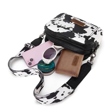 Wrangler Crossbody Purses for Women Trendy Camera Snapshot Bag with Wide Strap WG90-819COW-BK - Image 7