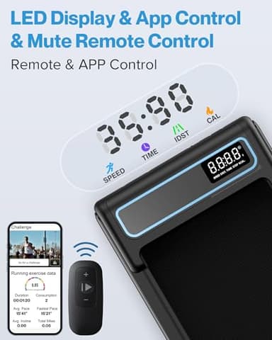 10% Incline Under Desk Walking Pad, 2.5HP Low Noise Treadmill for Home Office Apartment, 3 in 1 Lightweight Running Machine for Small Space, Works with Apps & Mute Remote Control, No Installation - Image 4