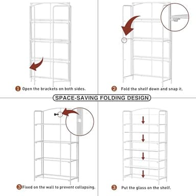 Crofy No Assembly Folding Bookshelf for Living Room, 4 Tier White Collapsible Book Shelf for Home Office, Portable Bookcase Storage Organizer - Image 5