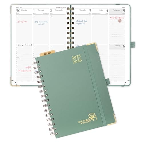 POPRUN Academic Planner 2025-2026 (July 2025-June 2026), Daily Weekly and Monthly Appointment Book (Wirebound Hard Cover - 6.25'' x 8.5'') with Hourly Time Slots, Tabs, 100 GSM - Midnight Green - Image 1