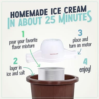 Nostalgia Electric Ice Cream Maker – Parlor Style, Old Fashioned Soft Serve Ice Cream Machine Makes Frozen Yogurt or Gelato in Minutes - Fun Kitchen Appliance – White & Dark Bown - 6 Quart - Image 3