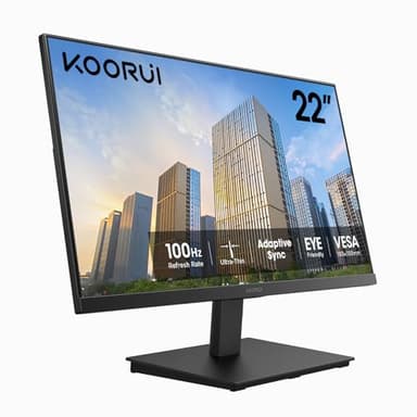 KOORUI 22 Inch Computer Monitor Full HD 1080P 100Hz PC Gaming Screen VA Panel Ultra-Slim Display 3000:1 Contrast Ratio with Adpitive Sync (HDMI/VGA/VESA Compatible 100x100mm/Audio Out), Tilt, Black - Image 11