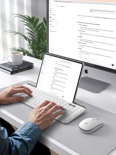 seenda Bluetooth Keyboard and Mouse for iPad, CTU-301 Multi-Device Bluetooth + 2.4G Wireless Keyboard Mouse with Tablet Holder for MacBook/Windows Computer, iOS/Andriod Tablet Phone, White - Image 8