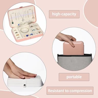 Xilitata Travel Jewelry Box, Small Jewelry Box for Women Storage, Jewelry organizers and storage,Portable Jewelry Case for Necklace Earring Rings Bracelets - Image 3