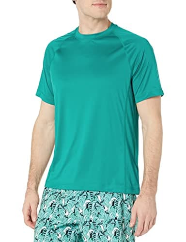 Amazon Essentials Men's Slim-Fit Short-Sleeve Quick-Dry UPF 50 Swim Tee, Teal Green, Medium - Image 1