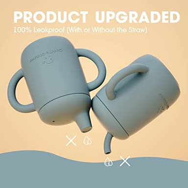 Cuddle Campus Sippy Cups 7OZ, [4 in 1] Baby Cups, Shatterproof Silicone Straw Cup,Open Cup for 6M, 6M+,6-12 Months,1/1+ Year Old Baby,Toddler - Image 3