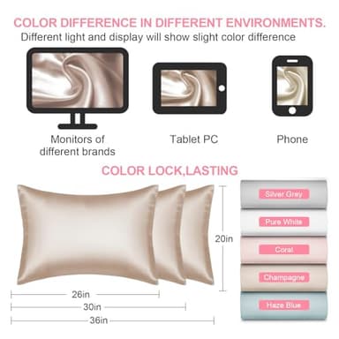 Mulberry Silk Pillow Cases Standard Size with Hidden Zipper, Ultra Smooth and Soft Breathable Cooling Silk Satin Pillowcase for Hair and Skin, Gifts for Women Men (Champagne, 20x26 Inches, 1 Pack) - Image 7