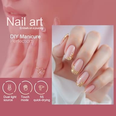 LVAINIT SUNX11 Rhinestone uv Nail Lamp - LED UV Gel Nail Dryer with Rainbow Crystal Design, 3-Second Quick Dry, Touch Screen, Detachable Base, 4 Timer Settings, for Fingernails & Toenails - Image 5