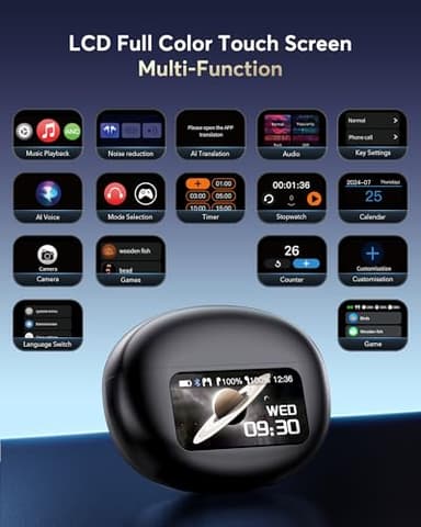 EUQQ AI Language Translation Earbuds, Bluetooth 5.4 Headphones Translator for 144 Languages & Accents, Wireless 36 Hours Wireless Headphones with 4 ANC Mic, IP7 Waterproof Earphones,Black - Image 3