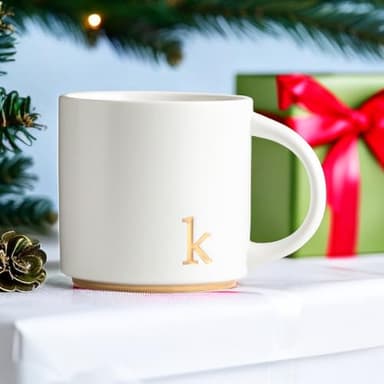 COLLECTIVE HOME - Monogram Ceramic Mugs, 15 oz Golden Initial Coffee Cups, Elegant Alphabet Tea Mugs, Elegant Personalized Mug with Gift Box, Luxurious Cups for Office and Home (k) - Image 4