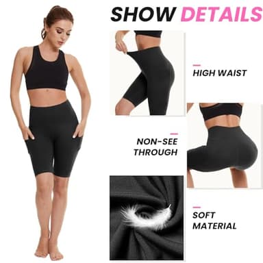 3 Pack Biker Shorts for Women – 8" Black High Waisted Tummy Control for Gym Workout Athletic Cheerleading Yoga - Image 5
