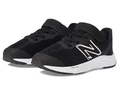 New Balance Baby Fresh Foam Arishi V4 Hook and Loop Running Shoe, Black/White/Silver Metallic, 3 US Unisex Infant - Image 2