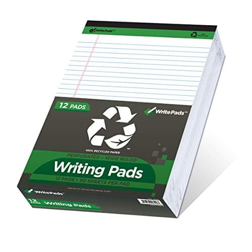 KAISA White Legal Pads 12pads Writing Pads Recycled Paper, 8.5"x11.75" Wide Ruled Perforated 50 sheets Hard Back Notepads 8-1/2"x 11-3/4" Writing Tablet Canary For Office Supplies (Pack of 12pc) KSU-5293 - Image 1