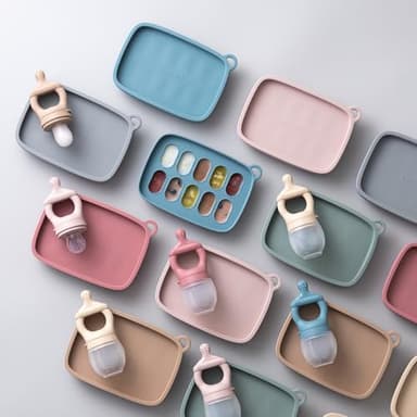 SAMiGO Baby Food Fruit Feeder and Breastmilk Popsicle Mold Set, Silicone Fruit Teether, Food Feeder Pacifier for Teething Relief, Freezer Tray, Baby Feeding Essentials, 4 Months+ - Image 7