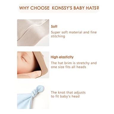 Konssy 8 Pack Baby Newborn Hats Set Knot Beanie Hats Soft for Infant Baby Girls Boys Caps 0-6 Months - Image 6