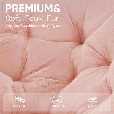 DUMOS Comfy Saucer Chairs Cozy Faux Fur Soft Lounge Cute Folding Bedroom Living Room Seat Flexible Reading Foldable Seating for Kids Adults Thick Padded Metal Frame Modern for Home Office Pink - Image 5