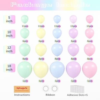 Voircoloria 130pcs Pastel Balloons Different Sizes 18" 12" 10" 5" Macaron Latex Balloon Garland Arch Kit for Birthday Easter Baby Shower Graduation Wedding Gender Reveal Anniversary Party Decorations - Image 2