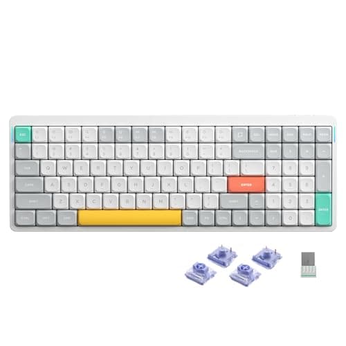 nuphy Air96 V2 Wireless Mechanical Keyboard,100 Keys Gaming Keyboard,Supports Bluetooth 5.1,2.4G and Wired Connection,for PC/Laptop/Windows/Mac -White Gateron Wisteria Switch - Image 1