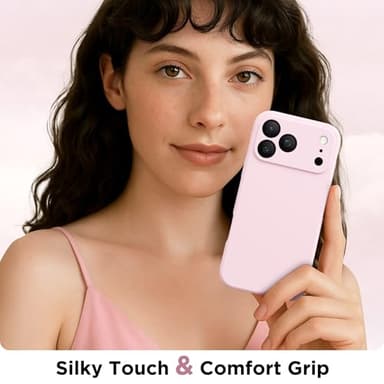 GolbinBox Magnetic for iPhone 17 Pro Max Case, Compatible with MagSafe, [Full Camera Protection] [Screen Protector], Silicone Shockproof Phone Cover with Anti-Scratch Microfiber Lining, Chalk Pink - Image 9
