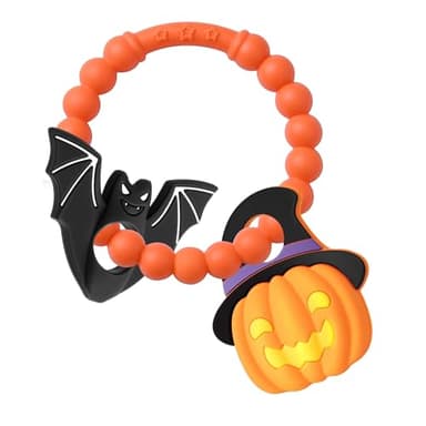 Halloween Baby Teether,Baby Teething Toys Boo Basket Stuffers,Pumkin & Bat Teether for Babies 3-6 6-12 Months, BPA-Free Teething Relief Toy First Halloween Christmas Gift for Infants,Girls,Boys - Image 1