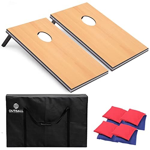 Outball Cornhole Set Corn Holes Outdoor Game Cornhole Boards Regulation Size Bean Bag Toss Game Outdoor for Adults Family Lawn Beach Outside Activities,Include Carrying Bag - Image 1