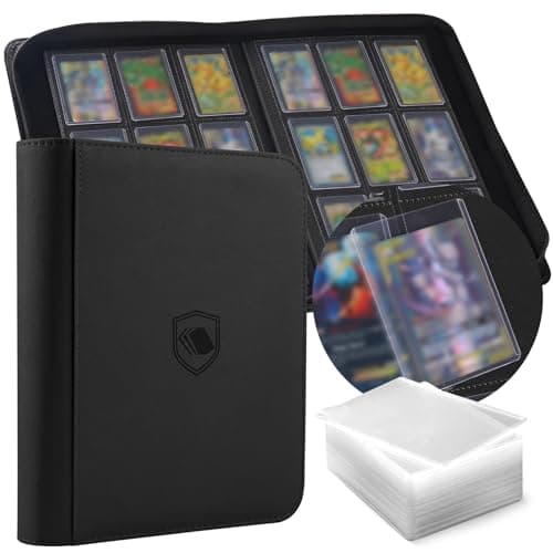 Toploader Binder, Holds 360 Toploaders, 100 Toploaders INCLUDED, 9-Pocket PU Cover Top Loader Binder for 3" x 4" Rigid Toploaders, Ringless Double-Sided Toploader Card Binder for TCG, Sport Cards - Image 1