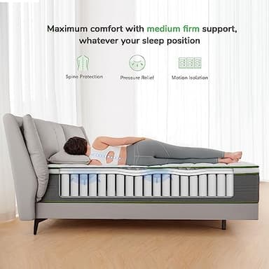 Novilla King Mattress,12 Inch Gel Memory Foam Hybrid Mattress with Individually Pocket Springs, Breathable Mattresses King for Cool Sleep,Motion Isolation & Pressure Relief, Medium Firm, vigour - Image 3