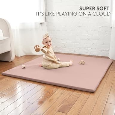 Stylish Vegan Leather Baby Play Mat - Soft, Easy to Clean Floor Mat Creates A Safe Play Area for Your Baby - The Perfect Modern Foam Playmat Fits Nicely with Your Kids Playroom Or Home Decor - Image 3