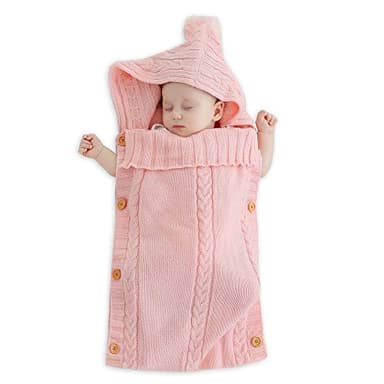XMWEALTHY Newborn Baby Wrap Swaddle Blanket Knit Sleeping Bag Sleep Sack Stroller Wrap for Baby(Light Pink) (0-6 Month) - Image 7