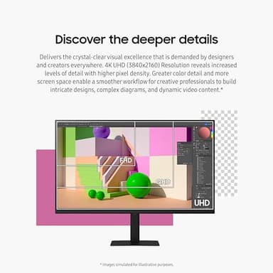 SAMSUNG 32-Inch ViewFinity S7 (S70D) Series 4K UHD High Resolution Monitor with HDR10, Multiple Ports, Easy Setup Stand, Advanced Eye Care, LS32D702EANXGO, 2024 - Image 5